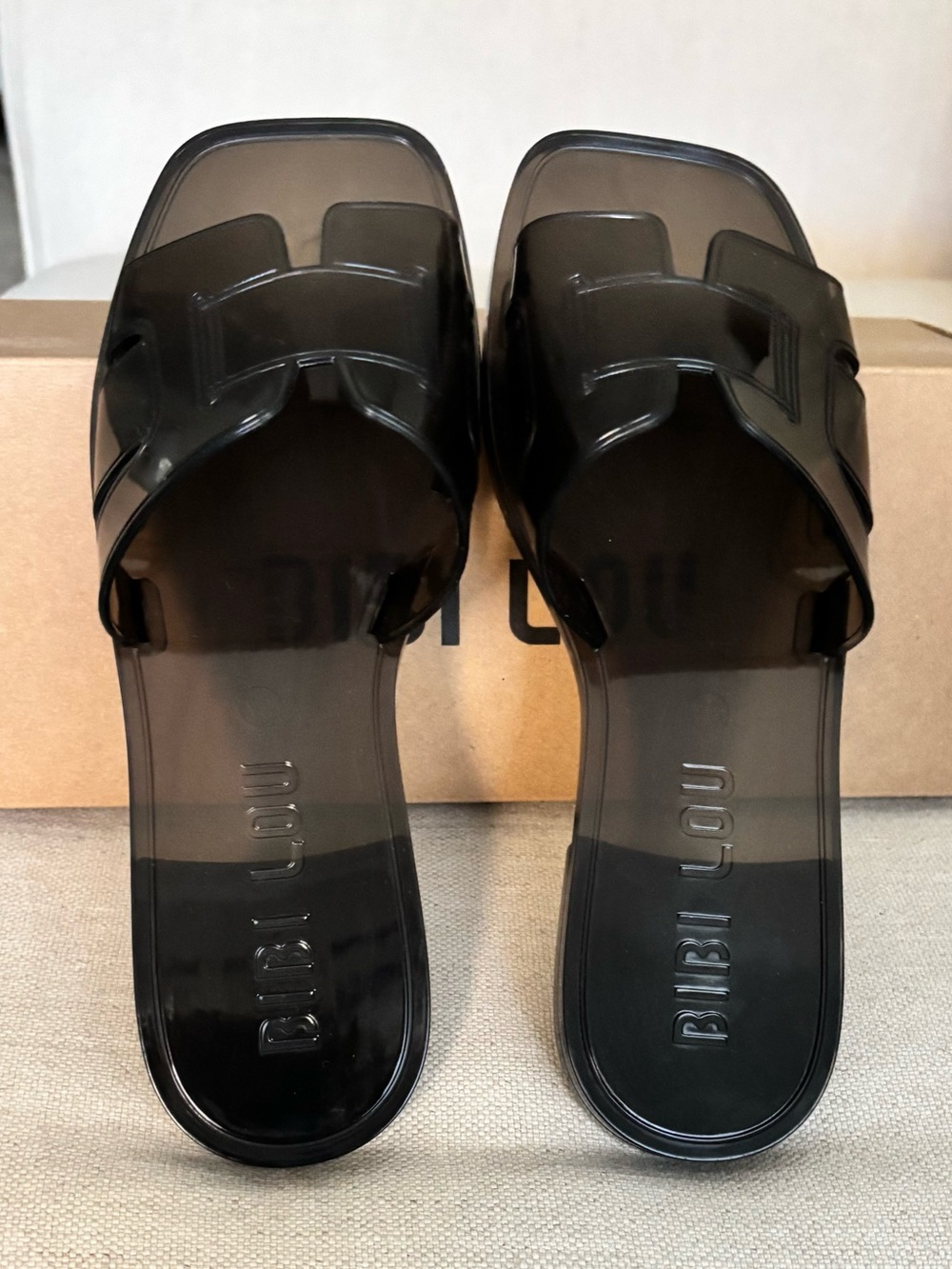 Anthropologie Bibilou Black Jelly Slide Sandals - size 37
